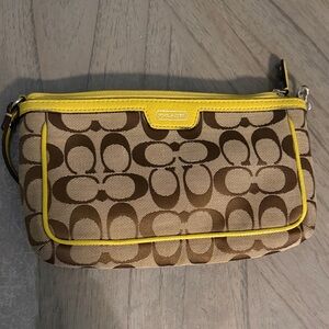 Coach Tan and Yellow Signature Clutch